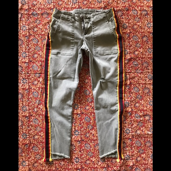 PAM AND GELA UNIFORM SIDE STRIPE STEP HEM ARMY PANT   GREEN SIZE 25 - Picture 2 of 15